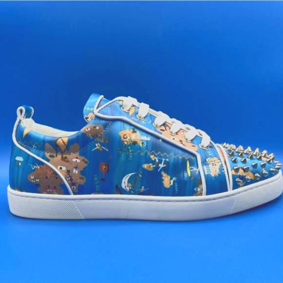 Christian Louboutin Louis Junior Spikes Odissey Greek Islands Print Size 45 NEW - Picture 2 of 12